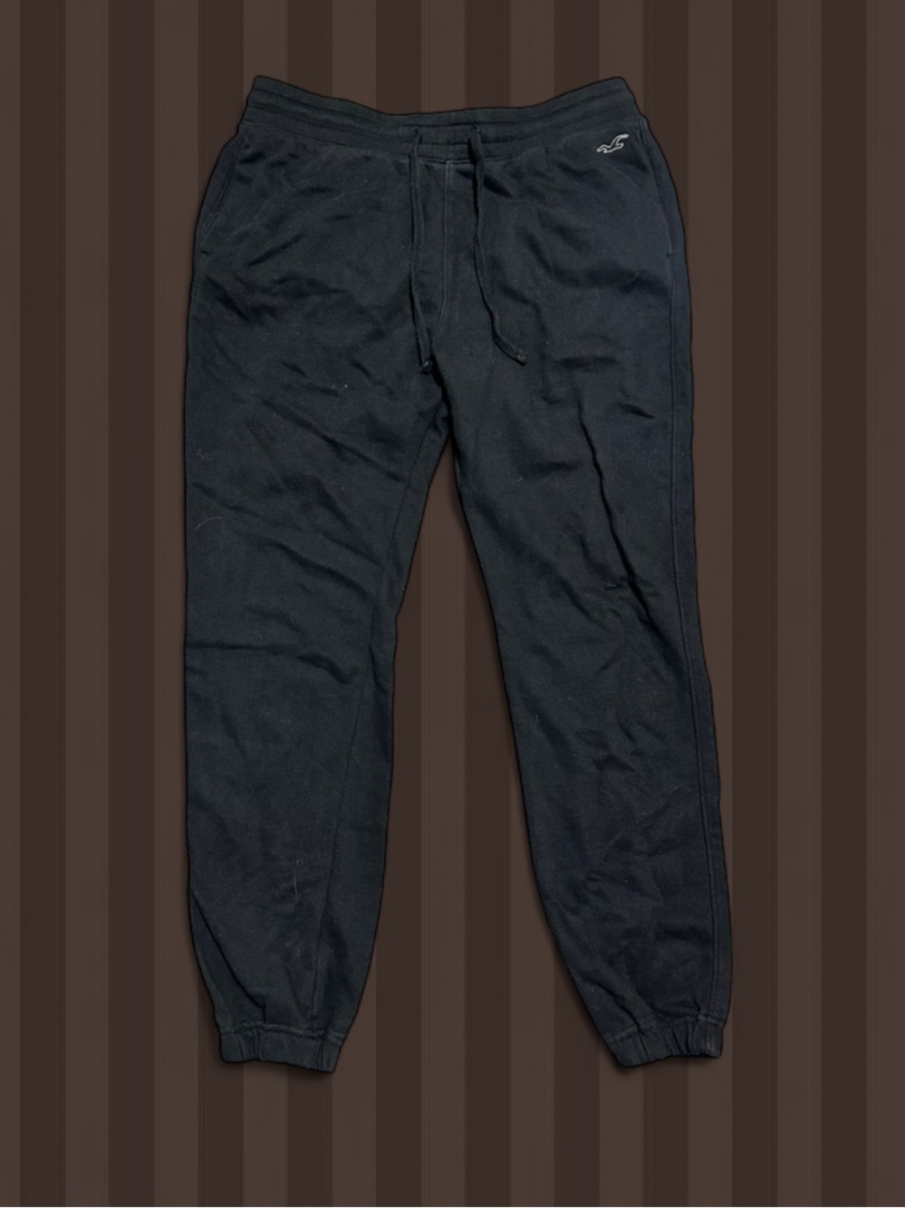 Hollister Men’s Black Drawstring Joggers with Logo
